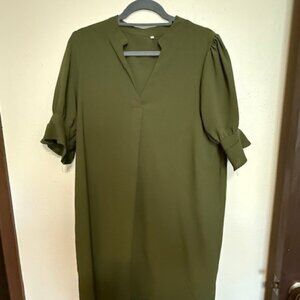 Lightweight Shift Dress- Green XL